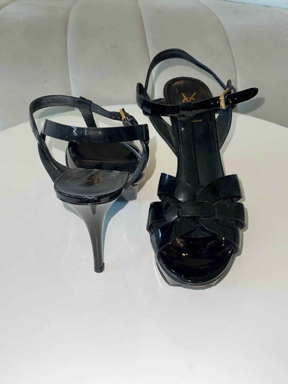 Saint Laurent (YSL) Tribute Sandal Heels – Black Patent – Size 41 - Picture 7 of 8